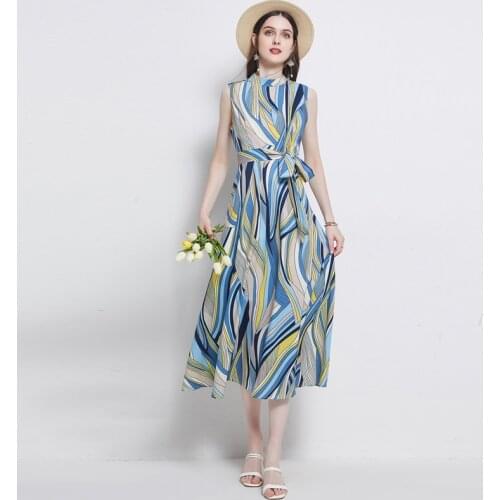 ZUOMAN Women Summer Long Elegant Dress Festa Female High Quality Vintage Blue Party Robe Femme Tank Designer A-Line Vestidos