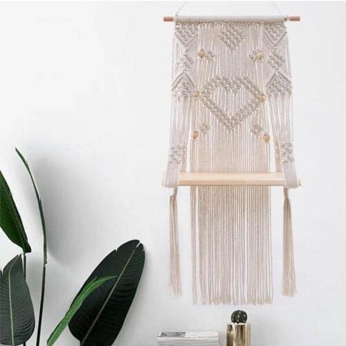 Tapestry Storage Shelf Heart Shape High Durability Wood Plant Pot Basket Hanger Holder for Home
