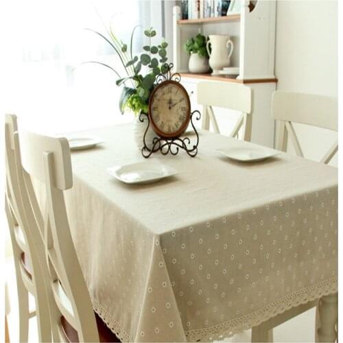 New arrival Europe style a small crown linen cotton table cloth Universal fabric Christmas rectangular tablecloth hot sale