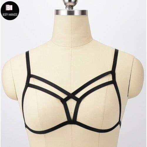 Sexy Harness 90s Cage Bra Black Elastic Body Harness Belt Crop Top Women Fetish Wear Lingerie body cage Bondage Harness