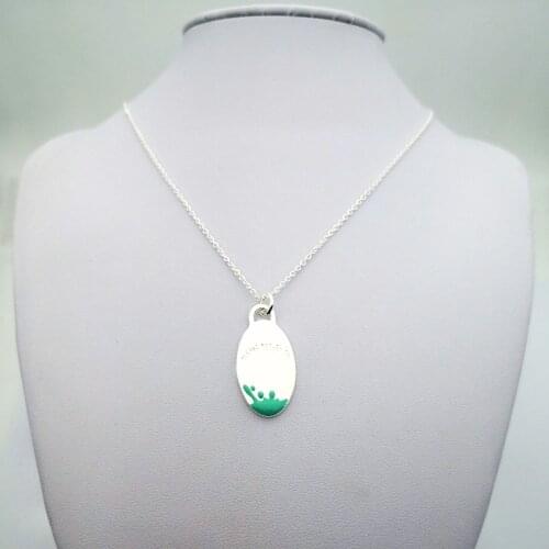 Sterling silver 925 classic popular original fashion egg-shaped watercolor charm ladies necklace jewelry holiday gift