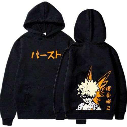 Katsuki Bakugou Printing Hoodies Hooded Tops Fashion Designer Faddish Japanese Anime Printed Streetwear For Man Cozy Pullovers