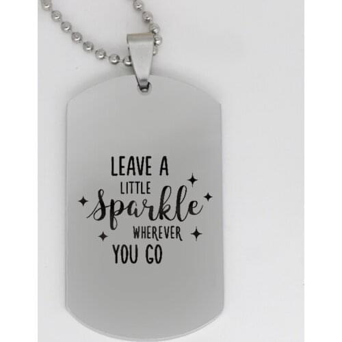 Ufine jewelry inspirational pendant army card leave a little spark wherever you go stainless steel Customed necklace N4089