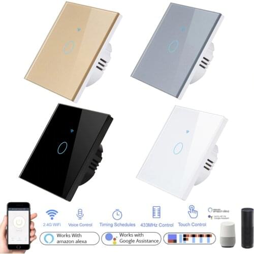 WiFi RF433 Smart Touch Switch 1gang 2gang 3gang Timer Module work with Google Home Alexa 110V 220V Tuya Smart Life APP