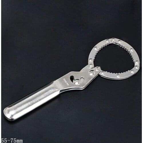 High Quality 55-75mm Adjustable Oil Filter Wrench High Carbon Steel Handcuffs Type Wrench Auto Repair Tools