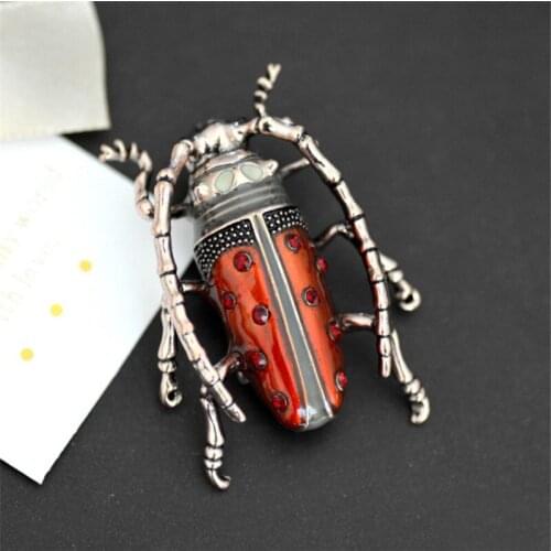 High Quality Vintage Big Beetle Brooch Red Color Insect Brooches Exquisite Enamel Pins Fashion Jewelry Hats Scarf Clips Bijoux