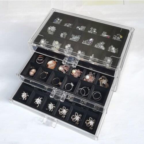 Three Drawer Jewelry Storage Box Drawer Box Acrylic Nail Drill Jewelry Classification Desktop Tool 18 Lattice Jewelry Organizer