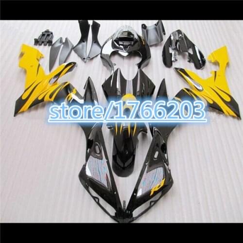 Yellow flame Black fairing kit for YZF R1 04 05 06 YZF-R1 04-06 YZF1000 YZF R1 2004 2005 2006 fairing parts