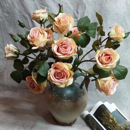 1Pc Champagne Rose Artificial Flowers Wedding Home Decoration Painting Valentines Day Girlfriend Simulation Adornment Flower