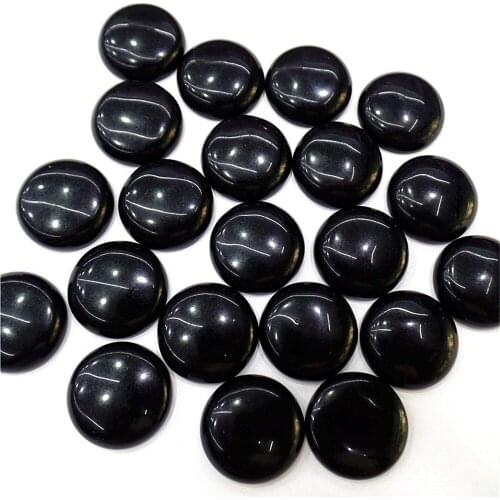 50Pcs 20x5mm Wholesale Black Stone Round Cab Cabochon DIY Jewelry Making Accessories M179