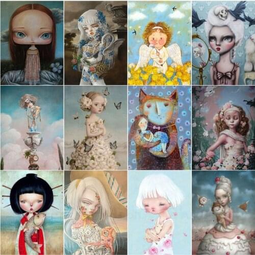 Diy 5D Diamond Painting Cartoon Little Girl Hanging Paintings Full Square&round Embroidery Mosaic Cross Stitch Home Decor Gift