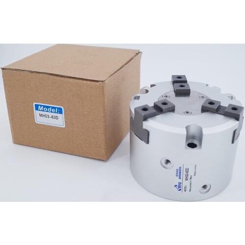 GOGO High quality double acting pneumatic gripper MHS3-63D SMC type Parallel Style Air Gripper 3-Finger Type