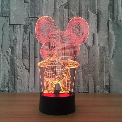 The Koala Acrylic 3D LED Night Light Stereo Vision Lamp 7 Colors Changing USB Bedroom Bedside Night light Baby Creative Gifts