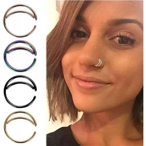 316L Stainless Steel Moon Surgical Steel Small Nose Rings Mixed Color Body Hoop Clip for Women Men Cartilage Piercing Jewelry