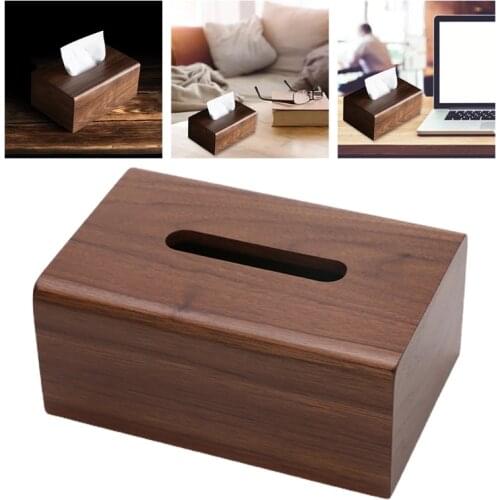 Walnut Tissue Box with Removable Lid Luxury Wooden Paper Holder Napkins Case Living Room Coffee Table Desktop Drawer Box
