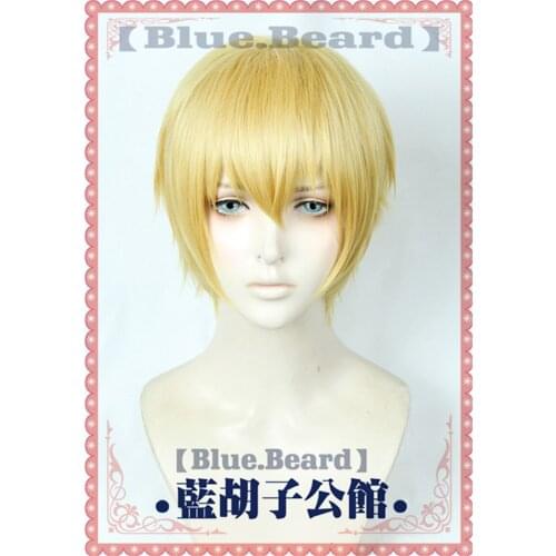 Fate/zero Gilgamesh Short Golden Blonde Cosplay Wig Heat Resistant Hair Cosplay Wigs + Wig Cap