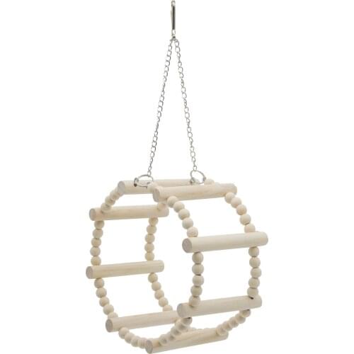 Pet Parrot Toy Wooden Round Ladder Swing Hammock Toy Hamster Exercise Toy Hanging Pet Bird Cage Hamster Trainning Toy