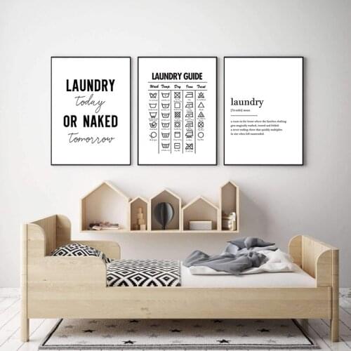 Today Laundry Symbol Guide Art Painting Printing Poster Laundry Room Wall Corridor Living Room Bedroom Home Decor Frameless