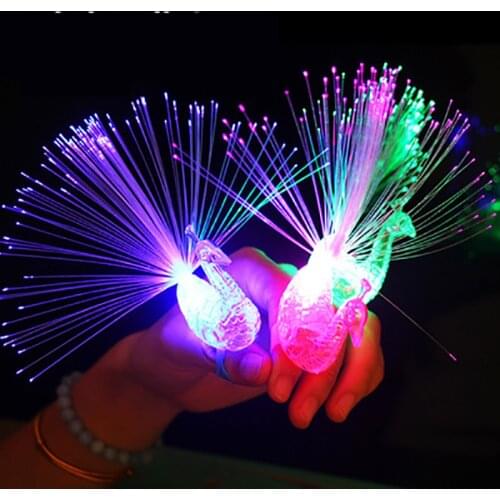 1PCS luminous ring toy Fiber optic pea design LED light source Fashion shiny Festival party jewelry Girl decoration Hot products