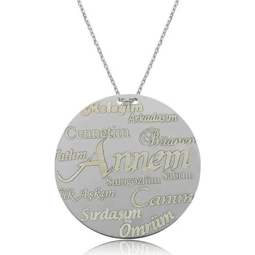 Tevuli 925 Sterling Silver Mom Written Plate Women 'S Necklace