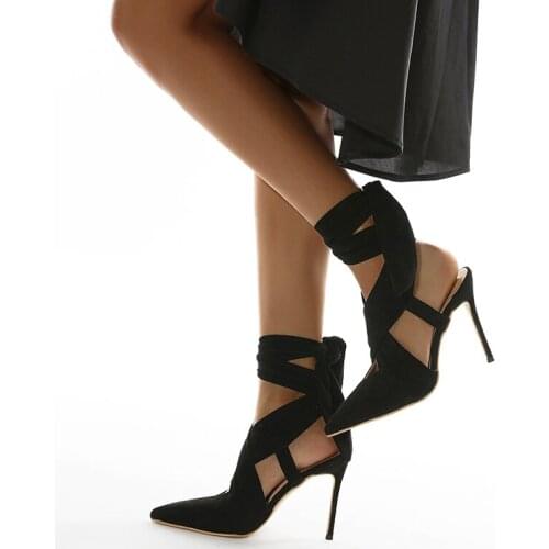 Women Gladiator Straps Heels Sandals Plus Size Woman Sexy Pumps Ladies Slingback Footwear Female Party Shoes Womens Pointed Toe