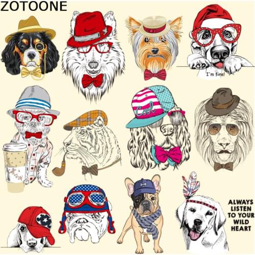 ZOTOONE Dog Patches Cute Cartoon Animal Stickers for Tops T-shirt Household Iron-on Transfer DIY Decoration Appliqued for Bags C