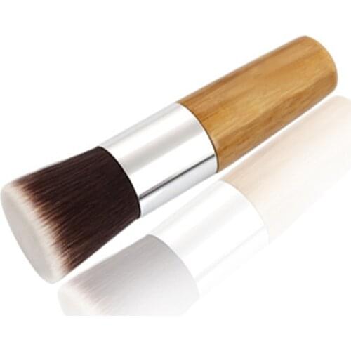 1Pc Bamboo Handle Round Flat Head Foundation Brush Multifunctional Liquid Facial Makeup Brushes Cream Powder Brush