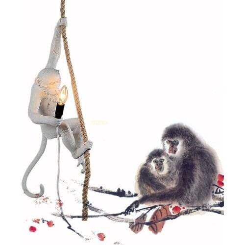 1PC Art monkey lamp Nordic creative Pendant Lights personality retro industrial restaurant bedroom coffee shop lamp LU71117 YM
