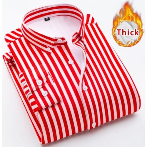 2020 Fashion Mens Slim Shirts Autumn And Winter Thickening Warm Plaid Male Social Shirt Clothing Size M-5Xl