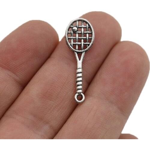 40PCS Badminton Charms Pendants for Jewelry Making Bracelet DIY Accessories 29x10mm