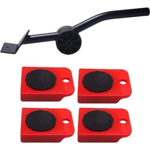 5pcs Furniture Lifter Slider Kit Heavy Stuff Mover Tool Wheeled Roller Wheel Bar