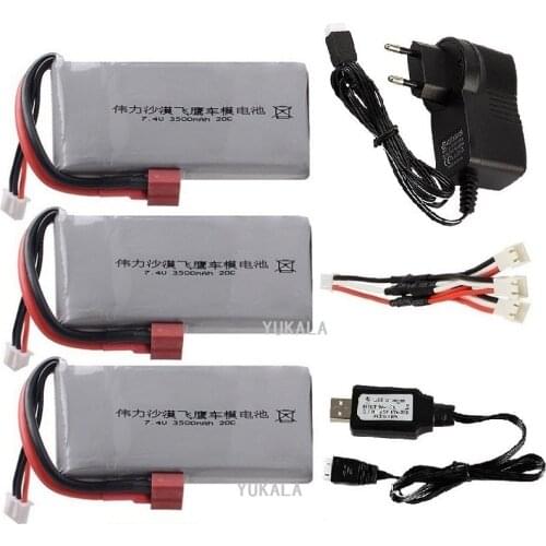 7.4v 3500mah Lipo Battery/charger For Wltoys 12428 12423 feiyue 03 Q39 FY07 RC Four-wheel RC Vehicle Car parts 7.4v 2700mAH