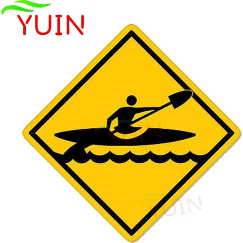 Kayak Crossing Kayaking Car Sticker Warning Motorcycle Cars Accessories PVC Bumper Window Decoration Waterproof Decal 13*13cm