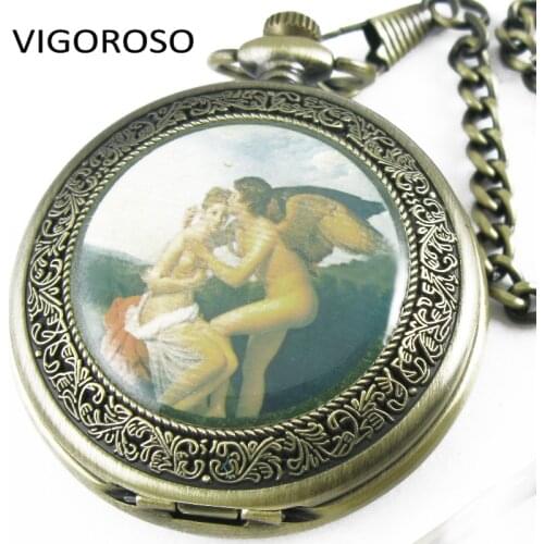 Antique Double Half Hunter Clock For Men Bronze Retro Roman Numerals Dial Adam&Eve Mechanical Pocket Watch Watches