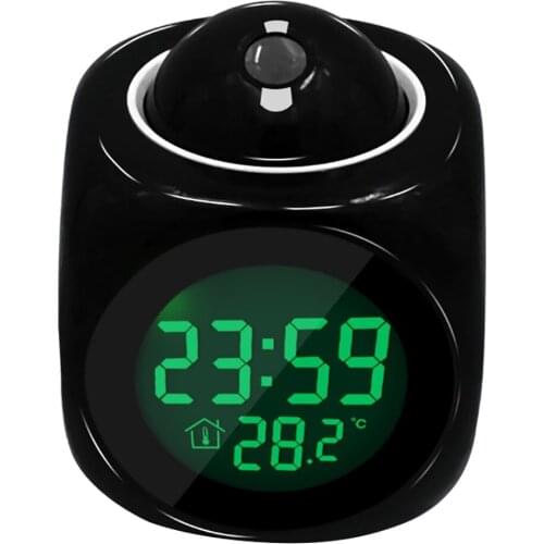 1 set Digital Alarm Clock Multifunctional With Voice Talking LED Projection Temperature For Home Office