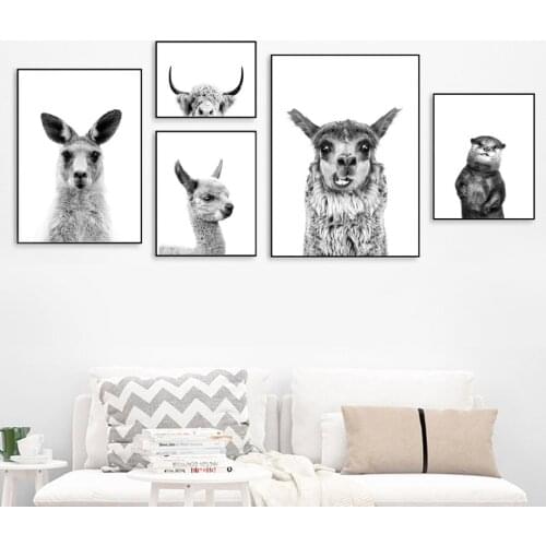 Home Decoration Wall Art Canvas Painting Pictures Kangaroo Alpaca Animal HD Printed Modular Nordic Modern Poster For Living Room