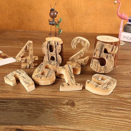 Home Decor Vintage Natural Wooden Number 10 Wood English Alphabet Letters Home Wedding Party Tools Decoration DIY