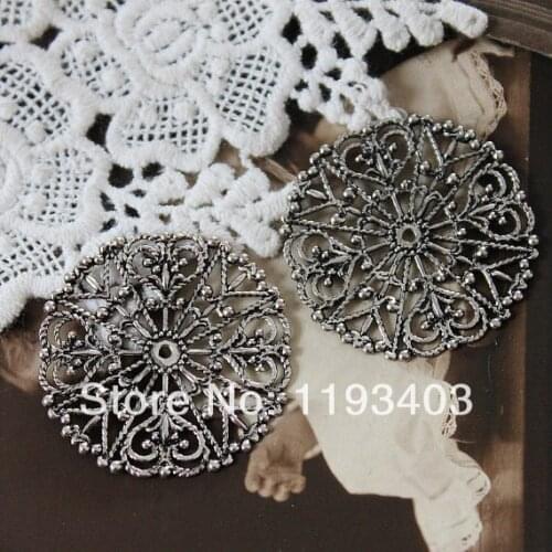 12PCS 31mm Antiqued Silver plated brass Filigree Jewelry Setting Cab Base Connector Finding (FILIG-AS-12)