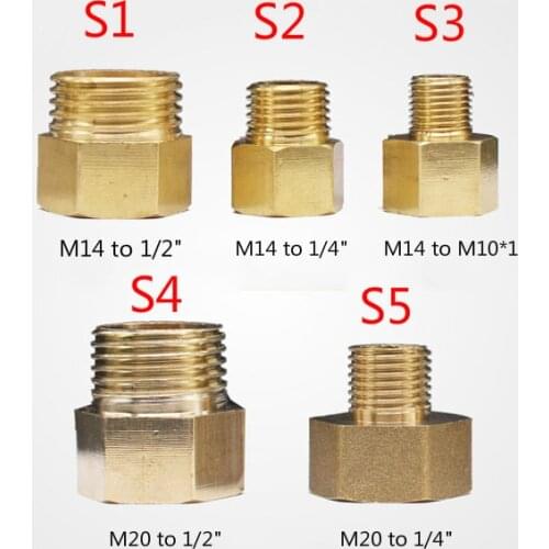 M14 Female to 1/2 inch 1/4 inch M10*1 Male Pressure Gauge Fittings,M20 Female to 1/2 inch 1/4 inch Male Pressure Gauge Adapter