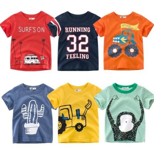 Boys T Shirt Girls Kids Children Tops Cotton Clothing Short Sleeves Summer Clothes Print Cartoon High Quality 100% Cotton Tees