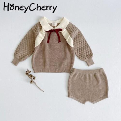 Girls children sweater sets childrens autumn and winter suits knitted baby tops pullovers sweater girls clothing