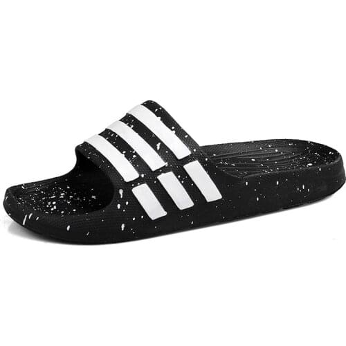 Summer Mens Slippers EVA Men Shoes Couple Flip Flops Soft Black And White Stripes Casual Slippers Male