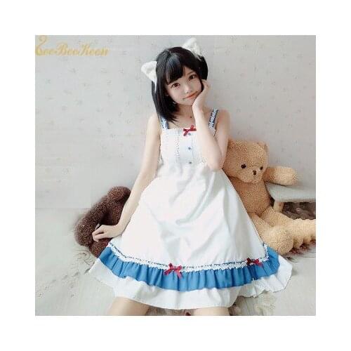 Cute Girl Halloween Cosplay Sweet Lolita Dress Blue Lolita Uniform College Uniform Sailor Costume Anime Navy Dress Student Suit