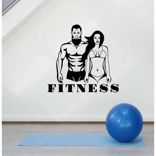 Gym Fashion Sticker Vinyl Fitness Sports Decal Couple Home Fitness Decor Sticker Home Bedroom Art Deco Fitness Wall Sticker js7