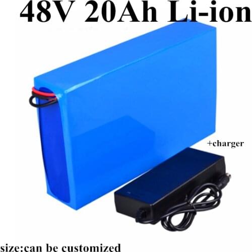 GTK powerful rechargeable Li-ion Battery 2000w 1500w 48V 20ah Battery 48 Volt Lithium Battery pack with BMS +3A Charger
