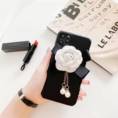 Girl Fashion Camellia Flower Pearl Pendant Soft Case Cover For Samsung Galaxy A10/20/30/40/50/70/80/90 S A21/31/41/51/71 Funda