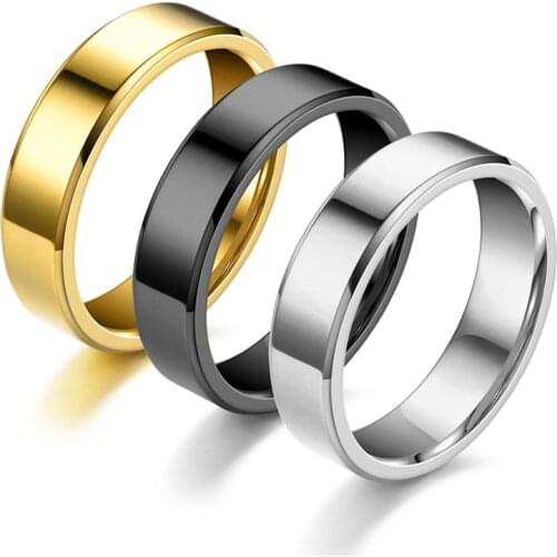 2021 New Smooth Stainless Steel Couple Ring Gold Simple Fashion 4 mm Women Men Couple Wedding Jewelry Engagement Gifts