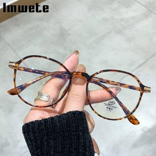 Imwete Anti Blue Light Eyeglasses Vintage Round Glasses Frame Women Men Computer Eyewear Transparent Eye Glasses Spectacles TR90