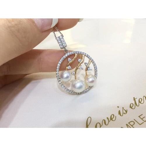 3 PEARL DIY Mounts 925 Sterling Silver Pendant Base Settings Mountings Findings Parts for Pearl Crystal Jade Agate 5pcs/lot