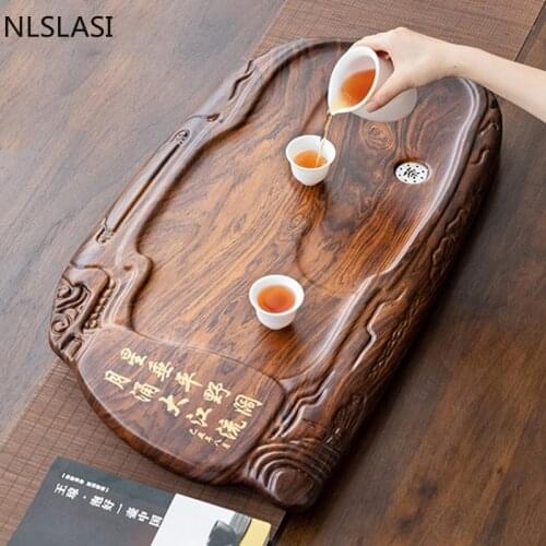 WSHYUFEI Natural overall Solid wood Tea Tray Drainage water storage High Quality Chinese Tea table Tray Board wood Accessories
